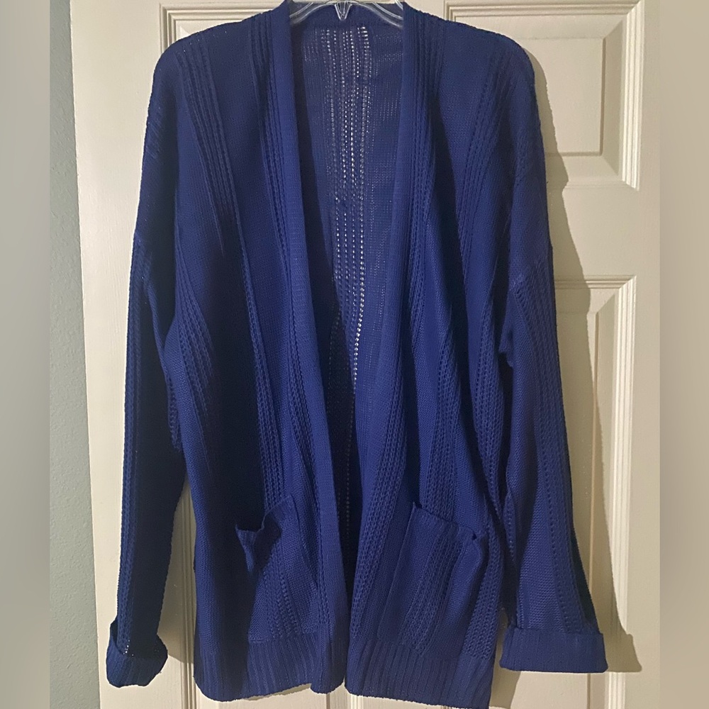 Blue Knit Cardigan. Size XL. New, never worn.